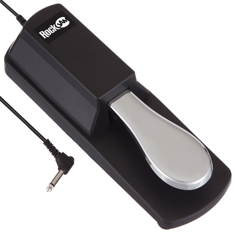 RockJam 6.35mm Sustain Pedal for Electronic Keyboards and Digital Pianos with Polarity Switch, Anti-Slip Rubber Bottom and 5.9 ft. Cable - Image 1